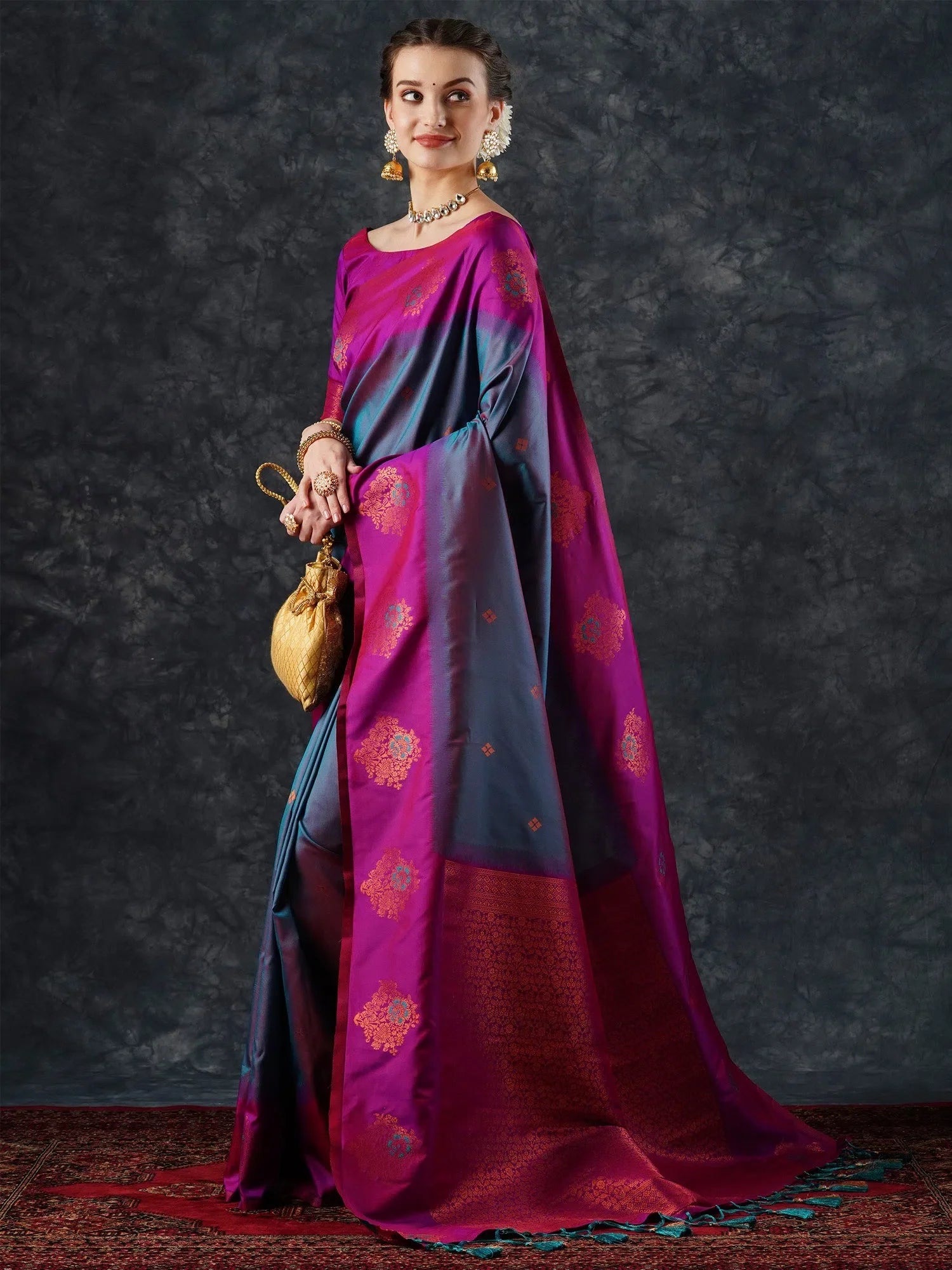 Teal Blue Designer Saree with Blouse | Elegant Indian Sarees