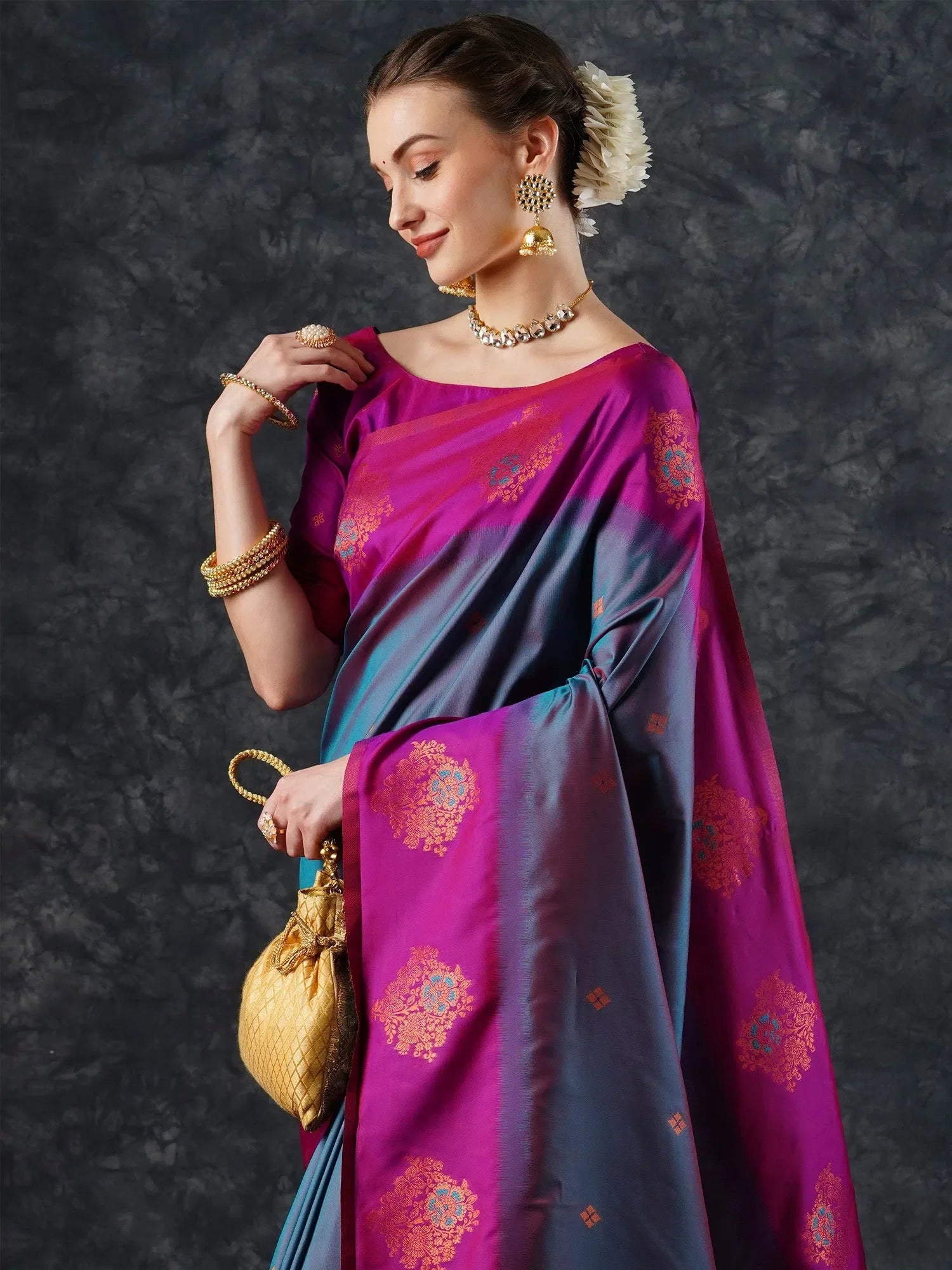 Teal Blue Designer Saree with Blouse | Elegant Indian Sarees