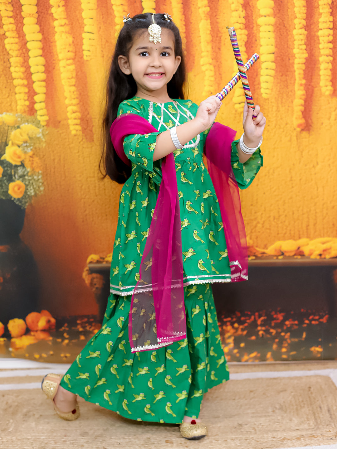 Ethnic Suit Set for Girls - Green | BR24SU57GRA | DesiQlo