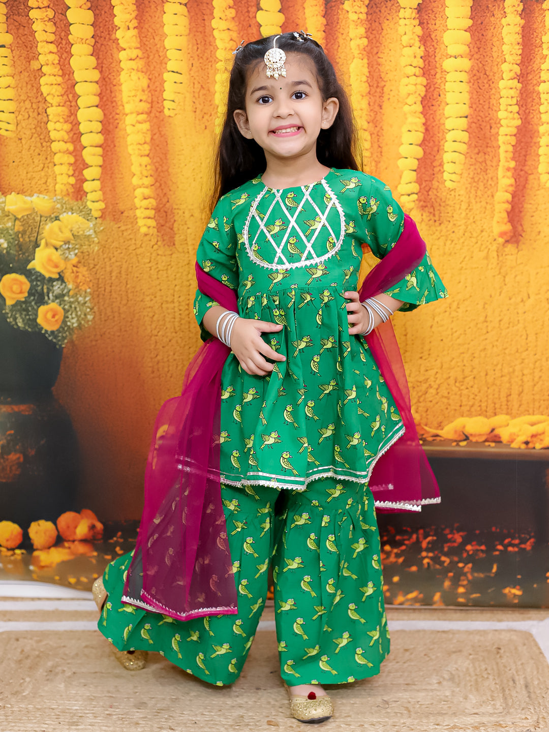 Ethnic Suit Set for Girls - Green | BR24SU57GRA