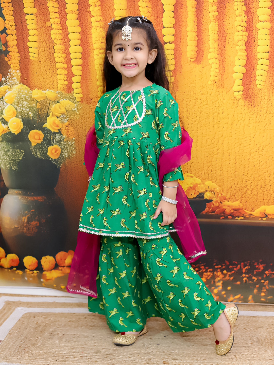 Ethnic Suit Set for Girls - Green | BR24SU57GRA | DesiQlo