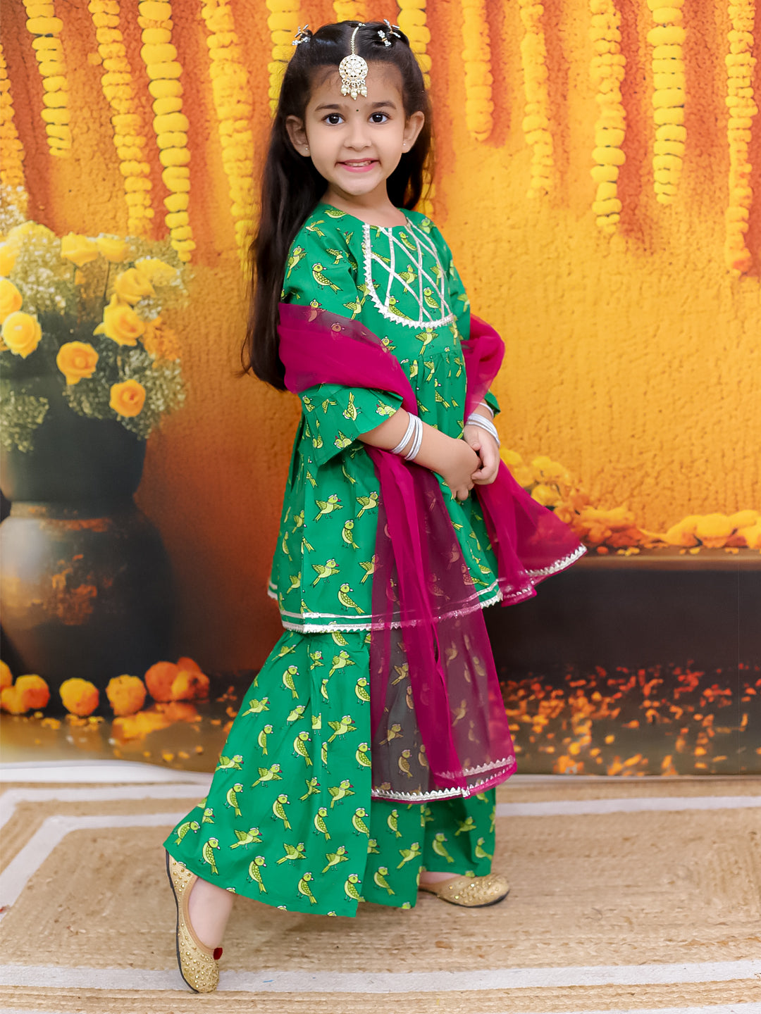 Ethnic Suit Set for Girls - Green | BR24SU57GRA | DesiQlo
