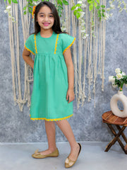 Pure Cotton Dress for Girls - Green | BS24DR61GRA