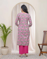 Women Grey Cotton printed Straight Kurti with pant-241VAASGREY