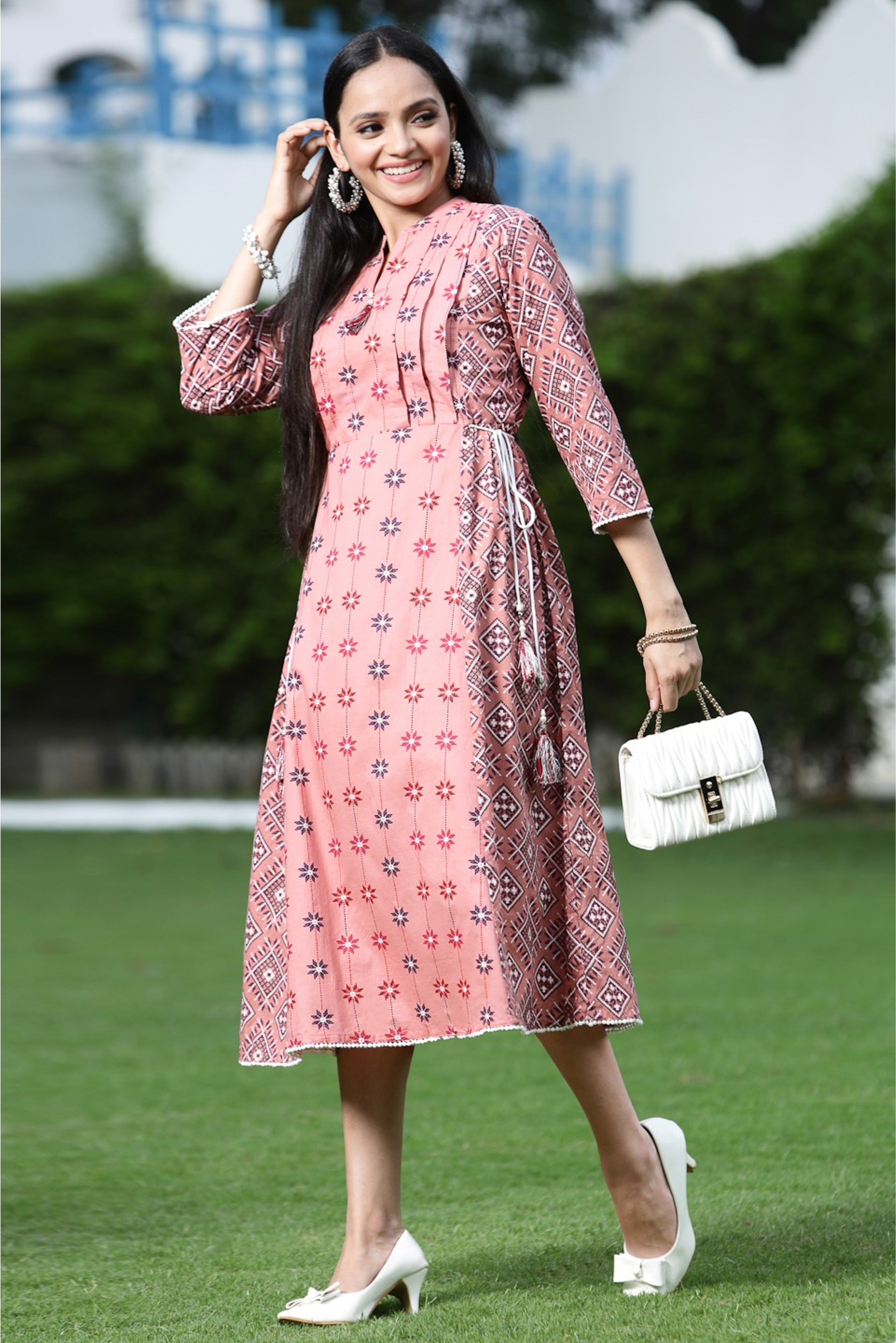 Buy Aqua Rayon Slub Embroidered A-Line Kurta Online in India