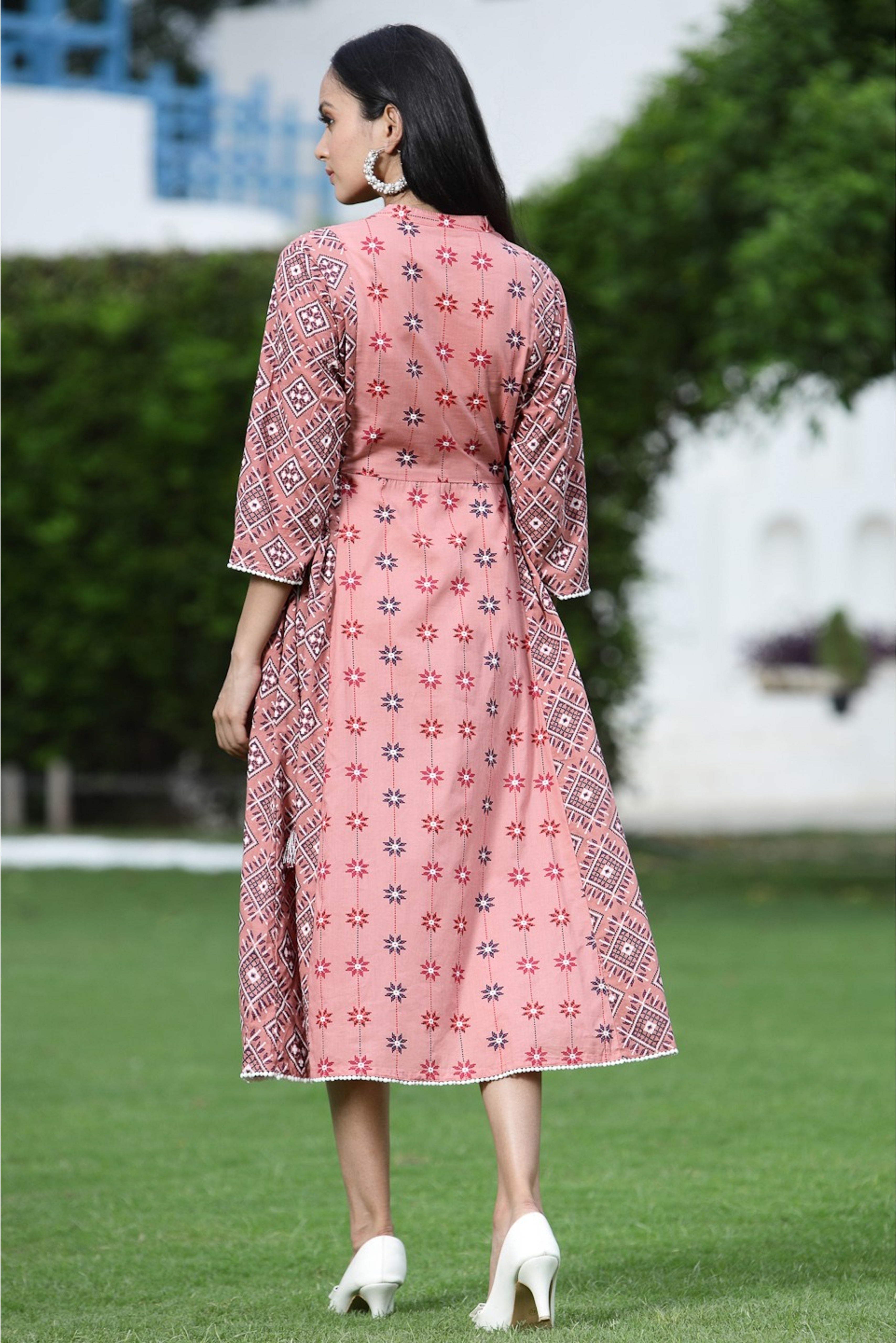 Buy Aqua Rayon Slub Embroidered A-Line Kurta Online in India