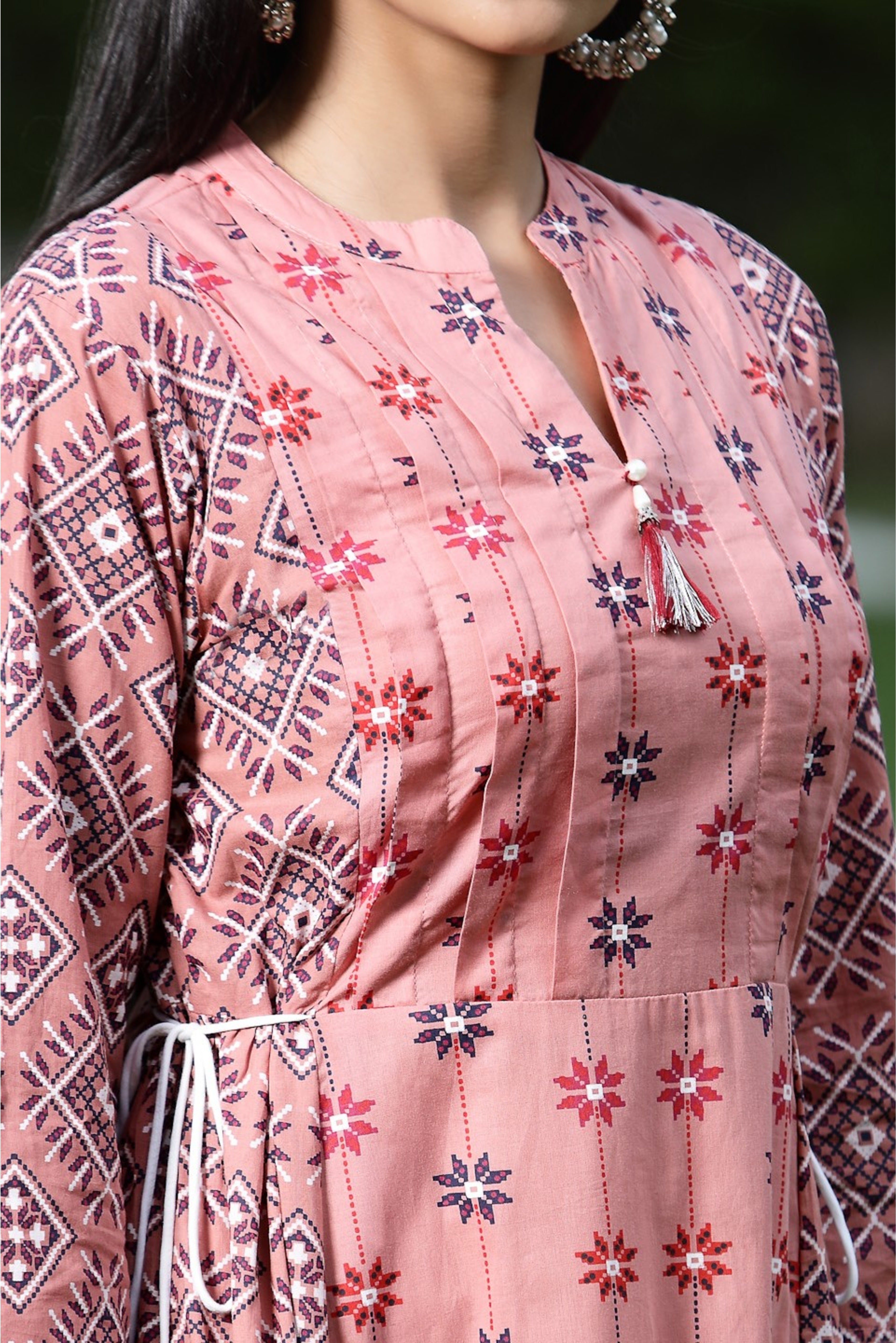 Buy Aqua Rayon Slub Embroidered A-Line Kurta Online in India