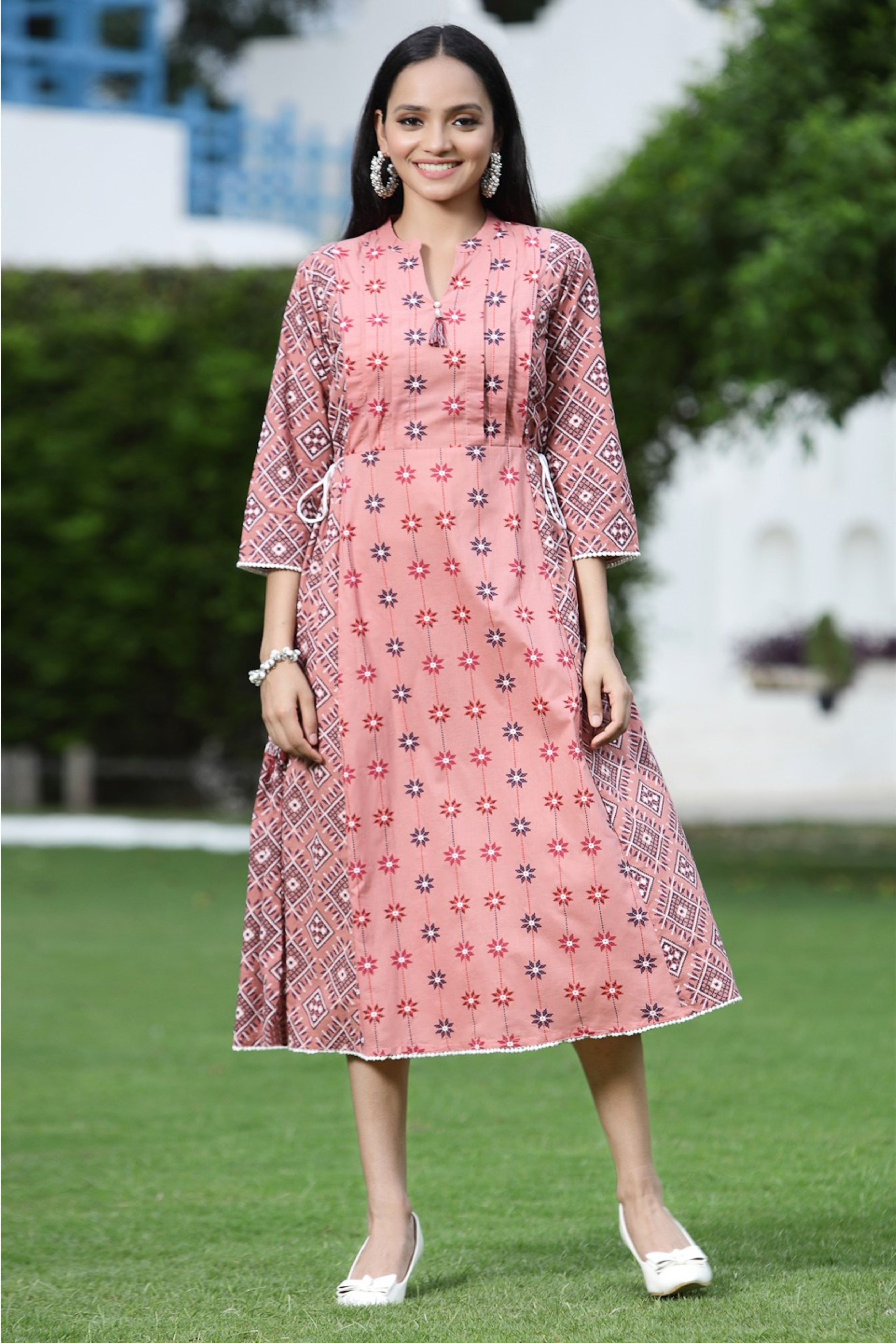 Buy Aqua Rayon Slub Embroidered A-Line Kurta Online in India
