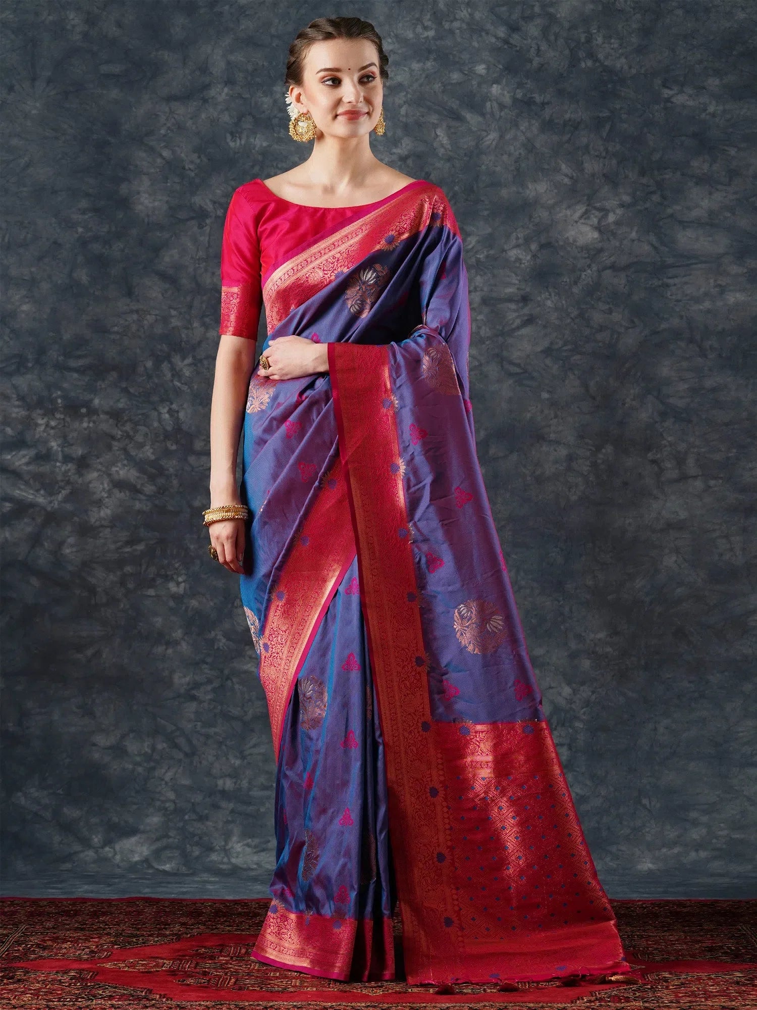 Violet Woven Designer Saree - Indian Sari Collection