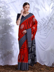 Women's Bhagalpuri Red Printed Designer Saree With Blouse Piece-25WOM25911