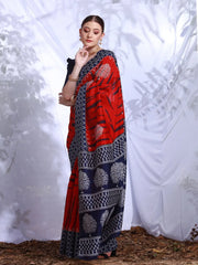 Women's Bhagalpuri Red Printed Designer Saree With Blouse Piece-25WOM25911