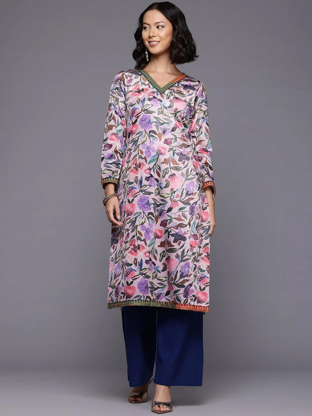 Floral Printed Velvet Kurtas | Indian Kurtis for Women Online