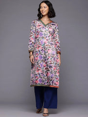 Floral Printed Velvet Kurta-AHKUVLDP-1146