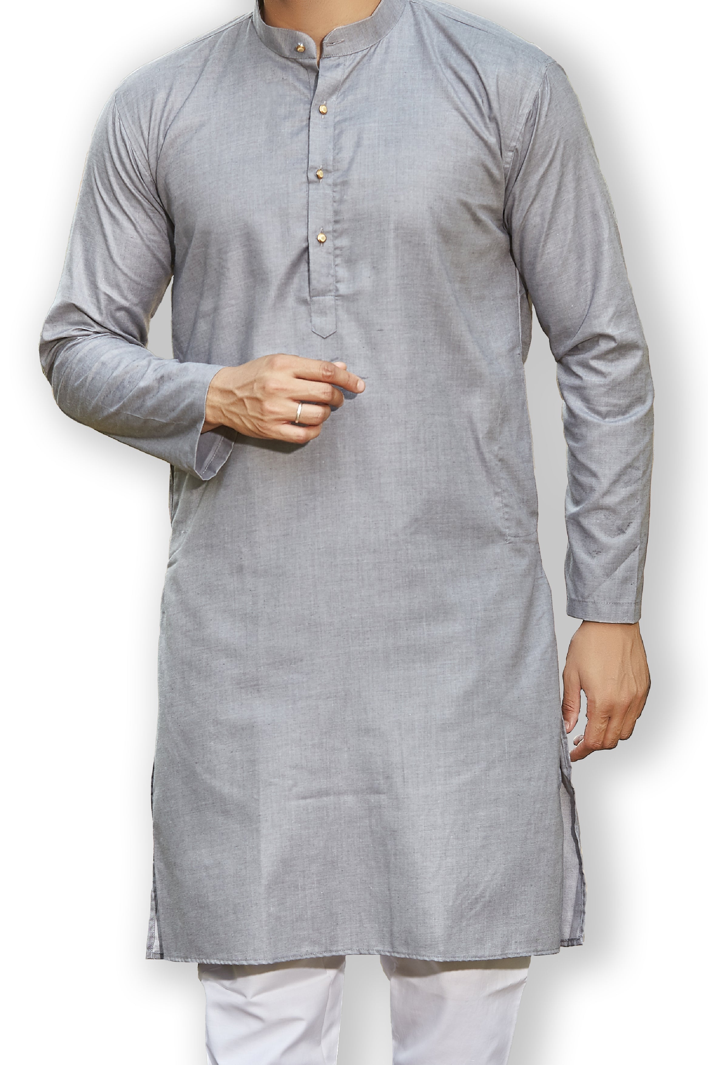 Cotton Kurta for Men - Grey | KPSGSLGRE3 | DesiQlo