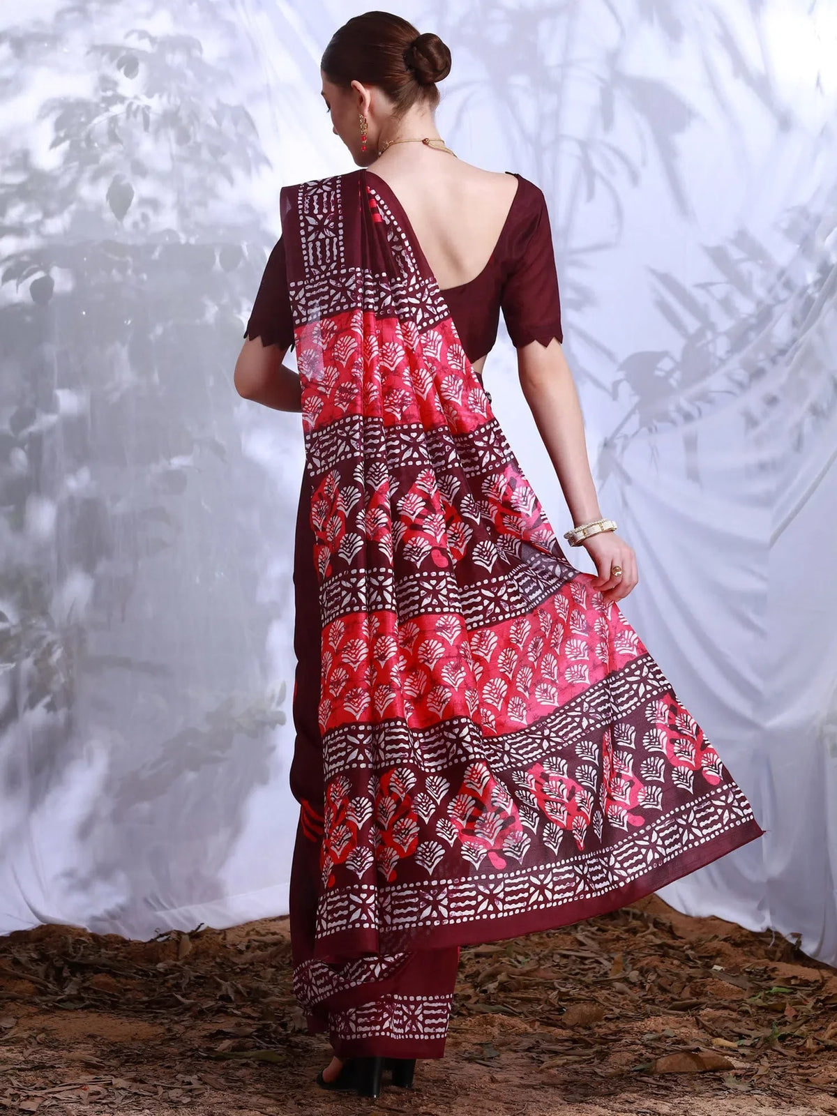 Women's Bhagalpuri  Maroon Printed Designer Saree With Blouse Piece-26WOM26906