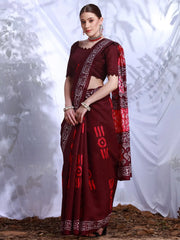Women's Bhagalpuri  Maroon Printed Designer Saree With Blouse Piece-26WOM26906