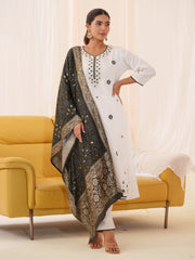 Cotton Blend Kurta Set for Women - Black | MLWSHKS9279BLK