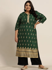 Juniper Women's Jadegreen LIVA Rayon Printed Straight Kurta