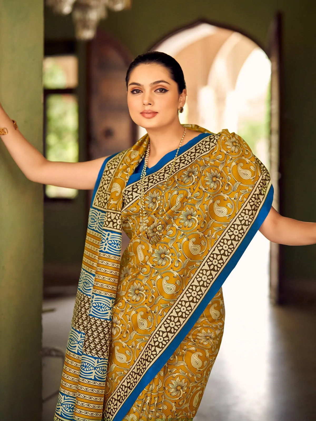 Women's Bhagalpuri  Olive Printed Celebrity Saree With Blouse Piece-28WOM28905