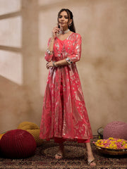 Jacket With Crop Top And Pants In Coral Color