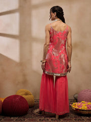 Kurta With Sharara In Coral Color