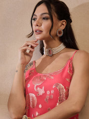 Kurta With Sharara In Coral Color