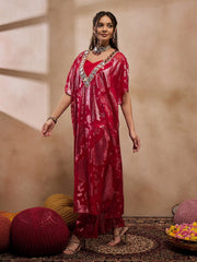 Kaftan With Pants In Red Color