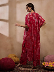 Kaftan With Pants In Red Color