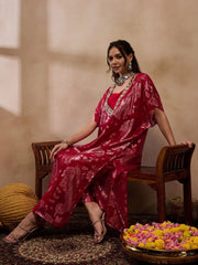 Kaftan With Pants In Red Color