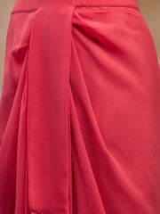 Crop Top With Draped Skirt And Cape In Coral Color