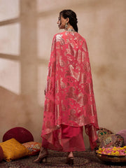 Crop Top With Draped Skirt And Cape In Coral Color