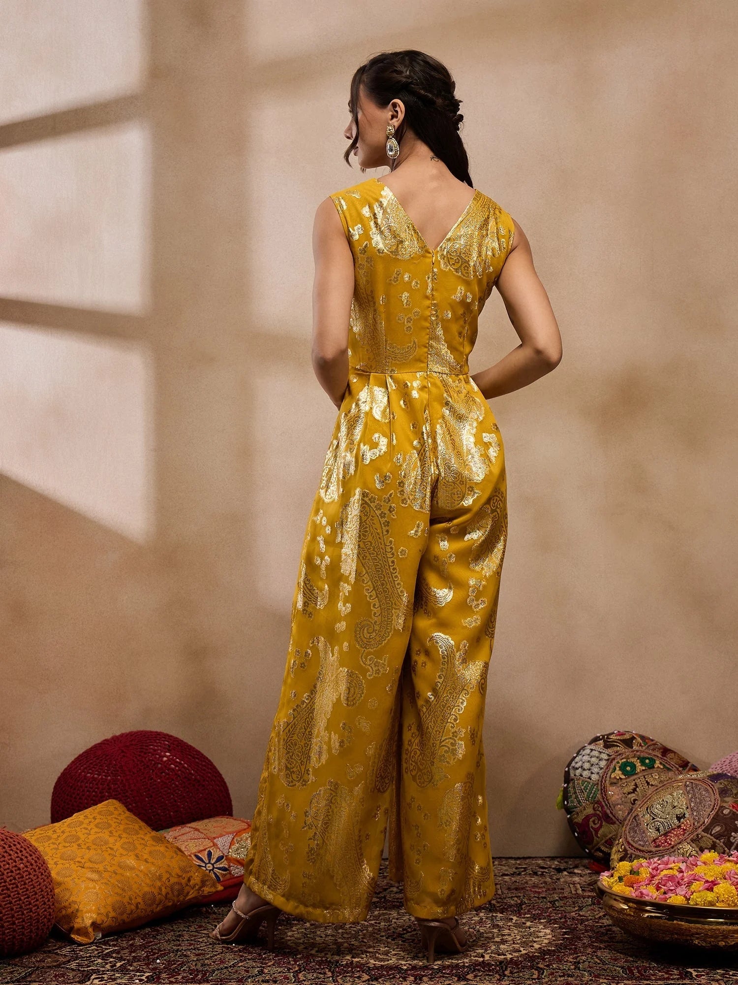 Yellow Overlap Jumpsuit: Find Women's Western Clothing Here