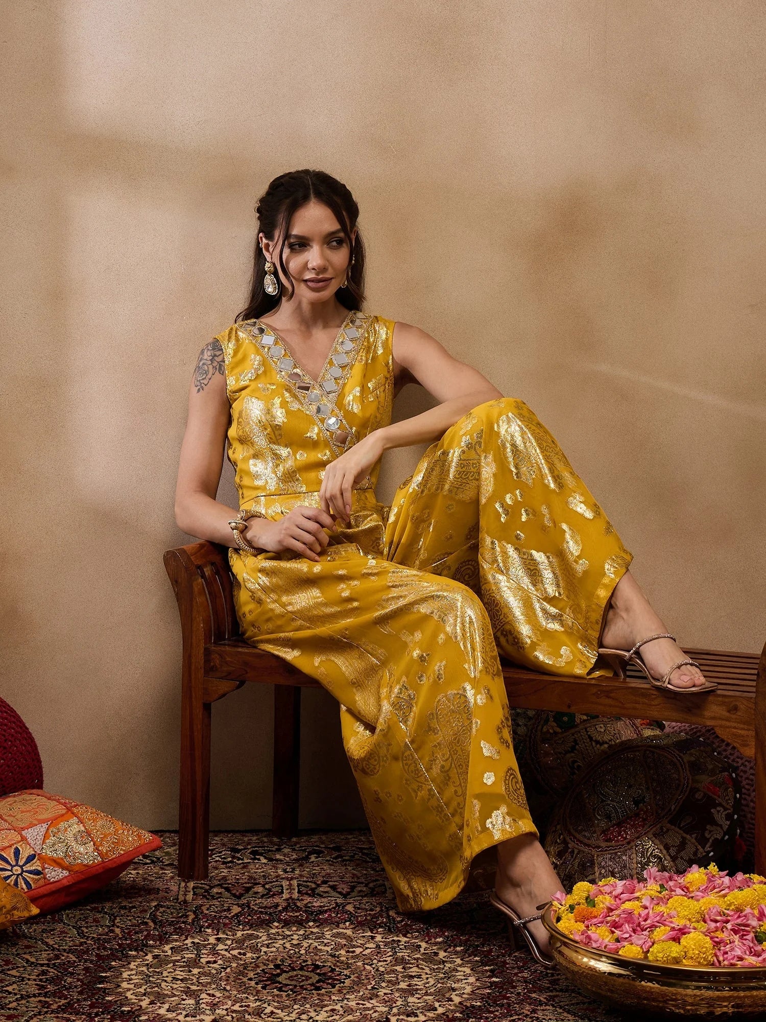 Yellow Overlap Jumpsuit: Find Women's Western Clothing Here