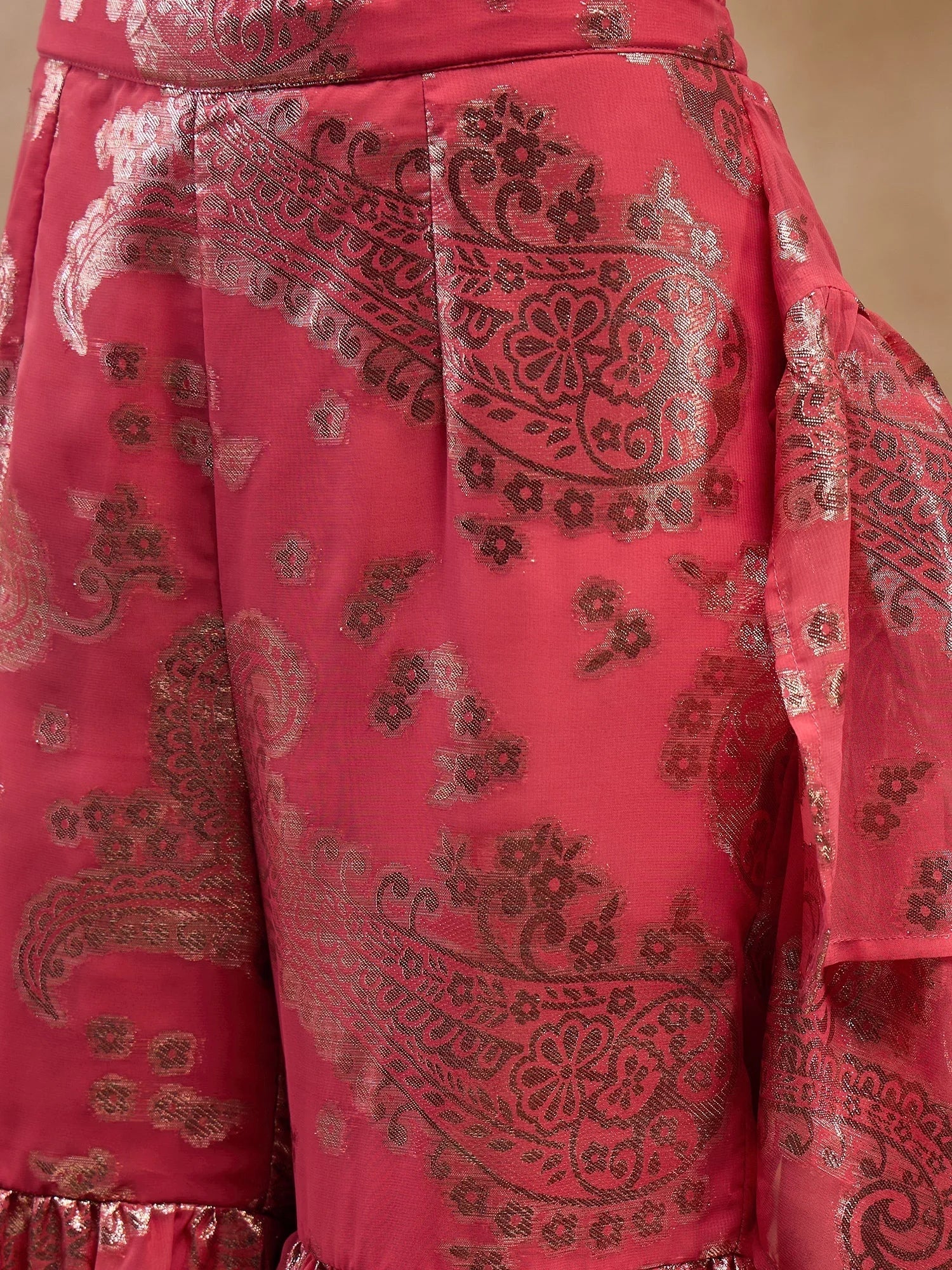 Coral Crop Top Sharara Suit: Designer Sharara Sets for Women