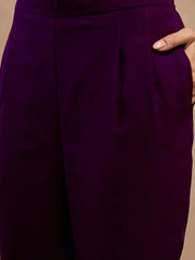 Jacket With Crop Top And Pants In Purple Color