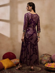 Jacket With Crop Top And Pants In Purple Color