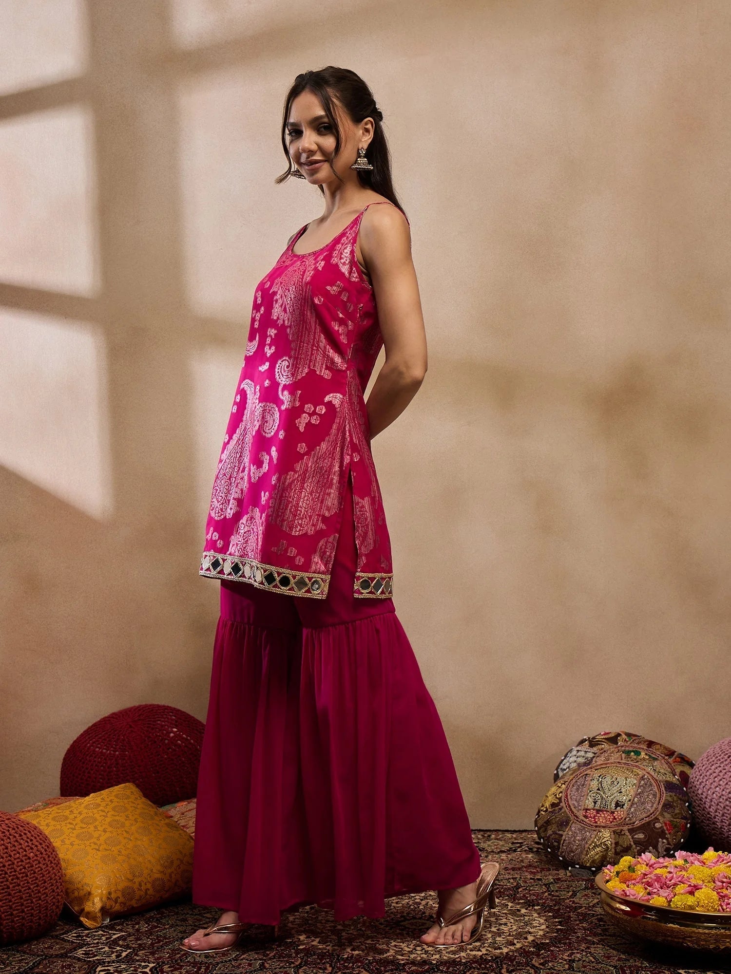 Pink Kurta with Sharara: Stylish Sharara Suits for Women