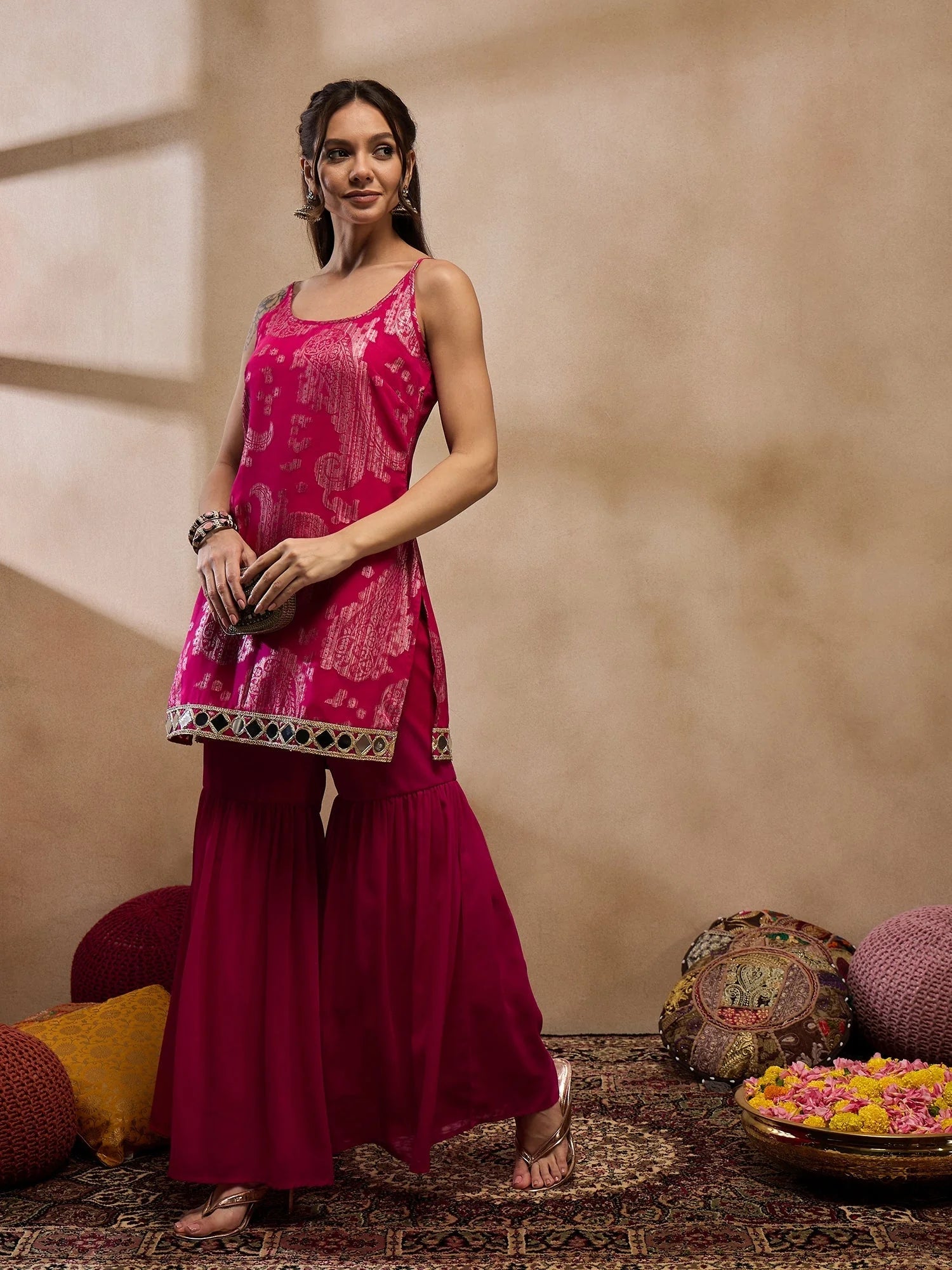 Pink Kurta with Sharara: Stylish Sharara Suits for Women