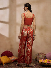 Kaftan With Pants In Rust Color