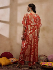 Kaftan With Pants In Rust Color