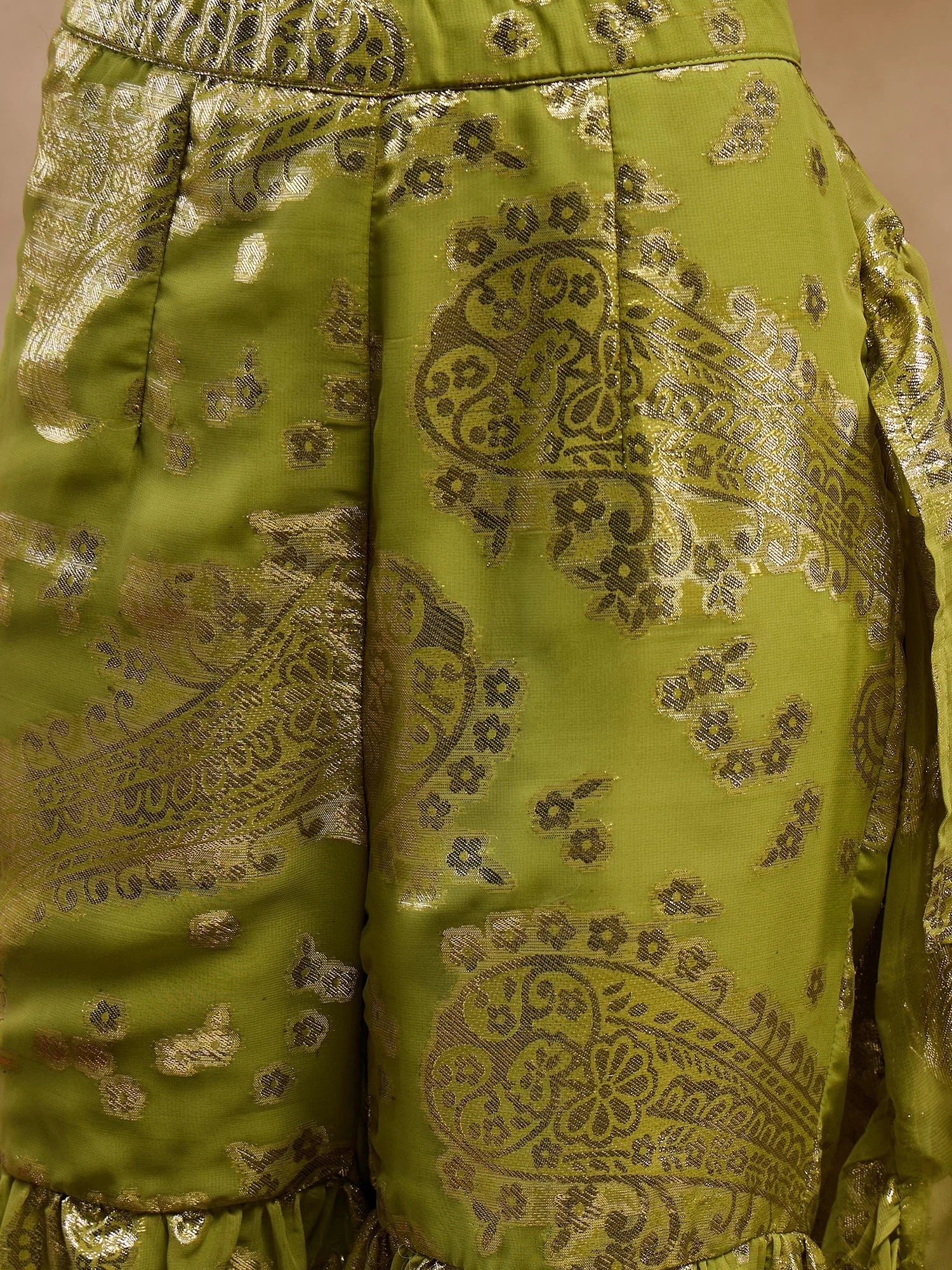 Olive Crop Top Sharara Suit: Designer Sharara Set for Women