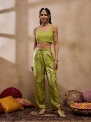 Kaftan With Pants In Olive Color