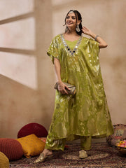 Kaftan With Pants In Olive Color