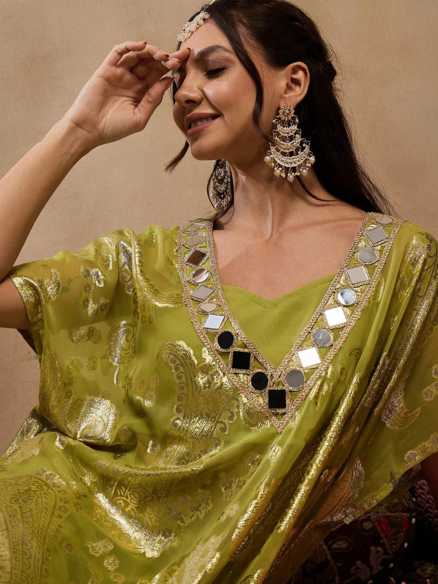 Olive Kaftan With Pants: Stylish Kaftans for Women Online