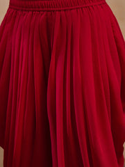 Flare Kurta With Dhoti Pants In Red Color