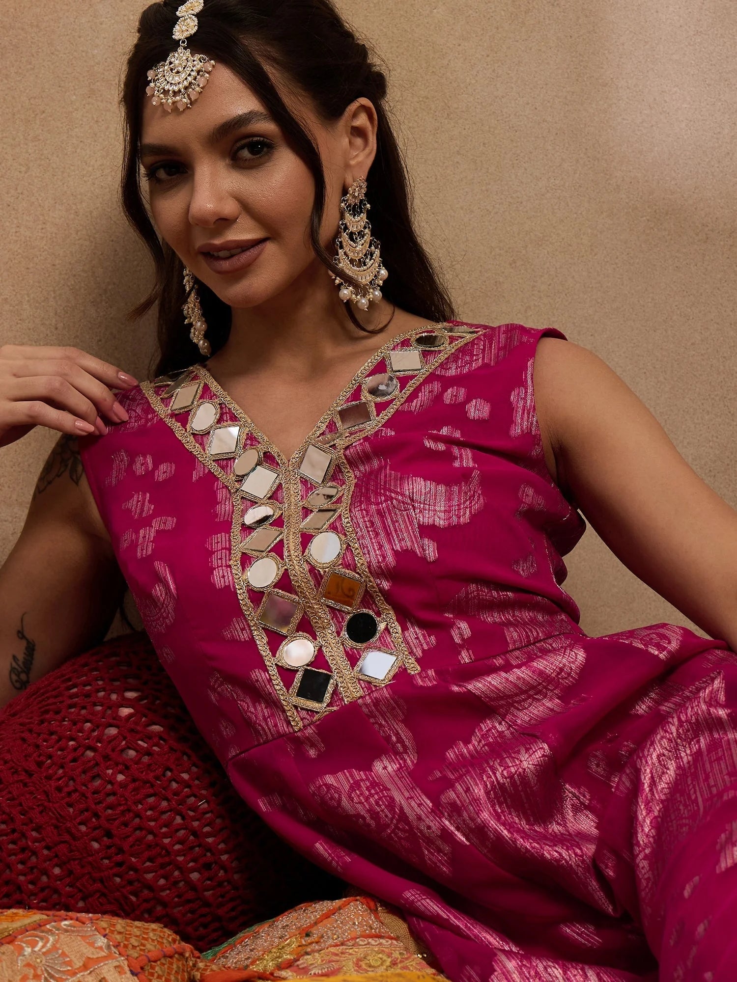 Pink Kalidar Jumpsuit: Women's Western Wear Outfit Online