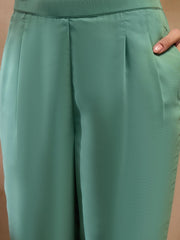 Jacket With Crop Top And Pants In Sea Green Color