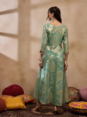 Jacket With Crop Top And Pants In Sea Green Color