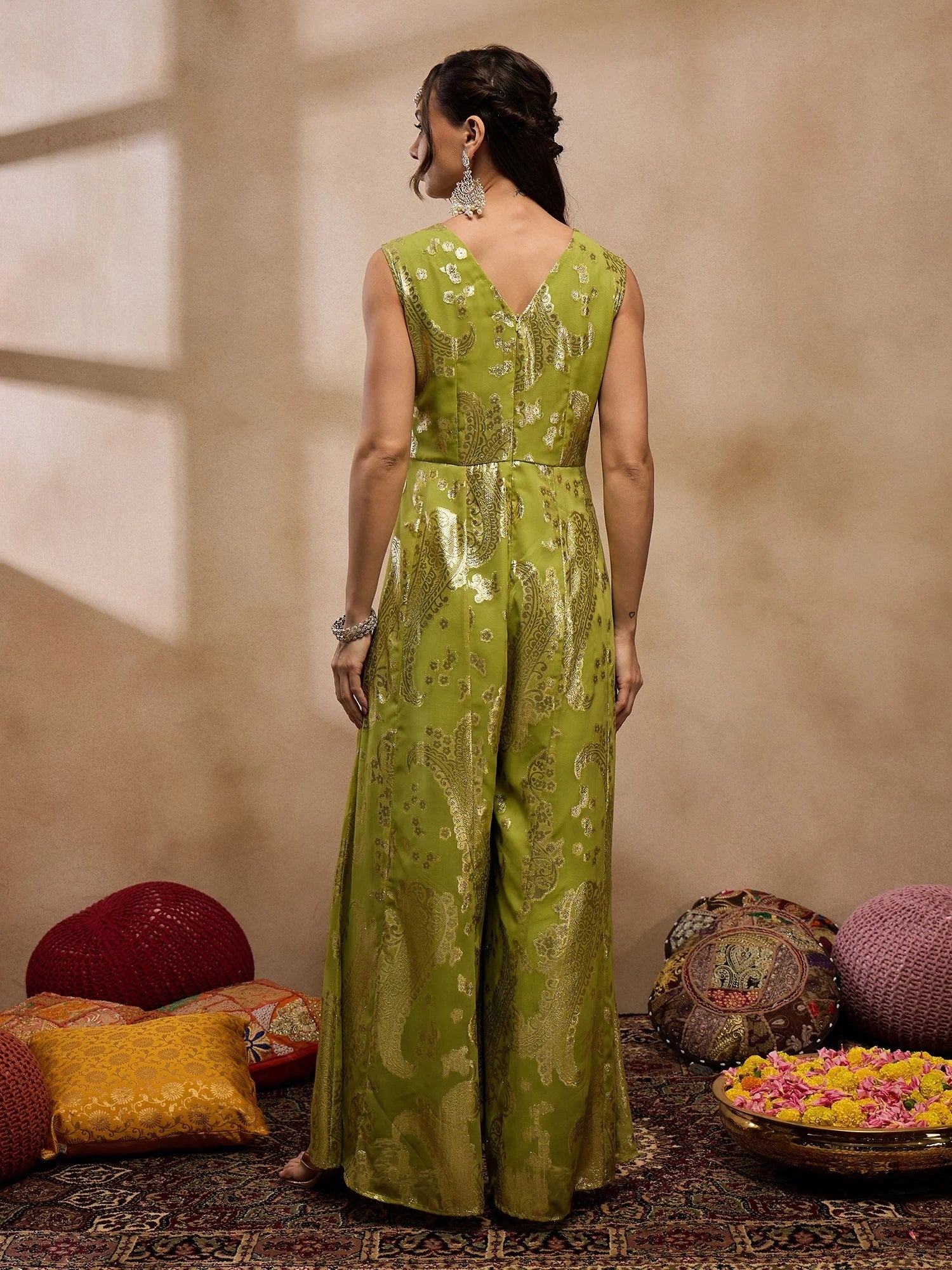 Olive Kalidar Jumpsuit: Stylish Women's Western Wear Online