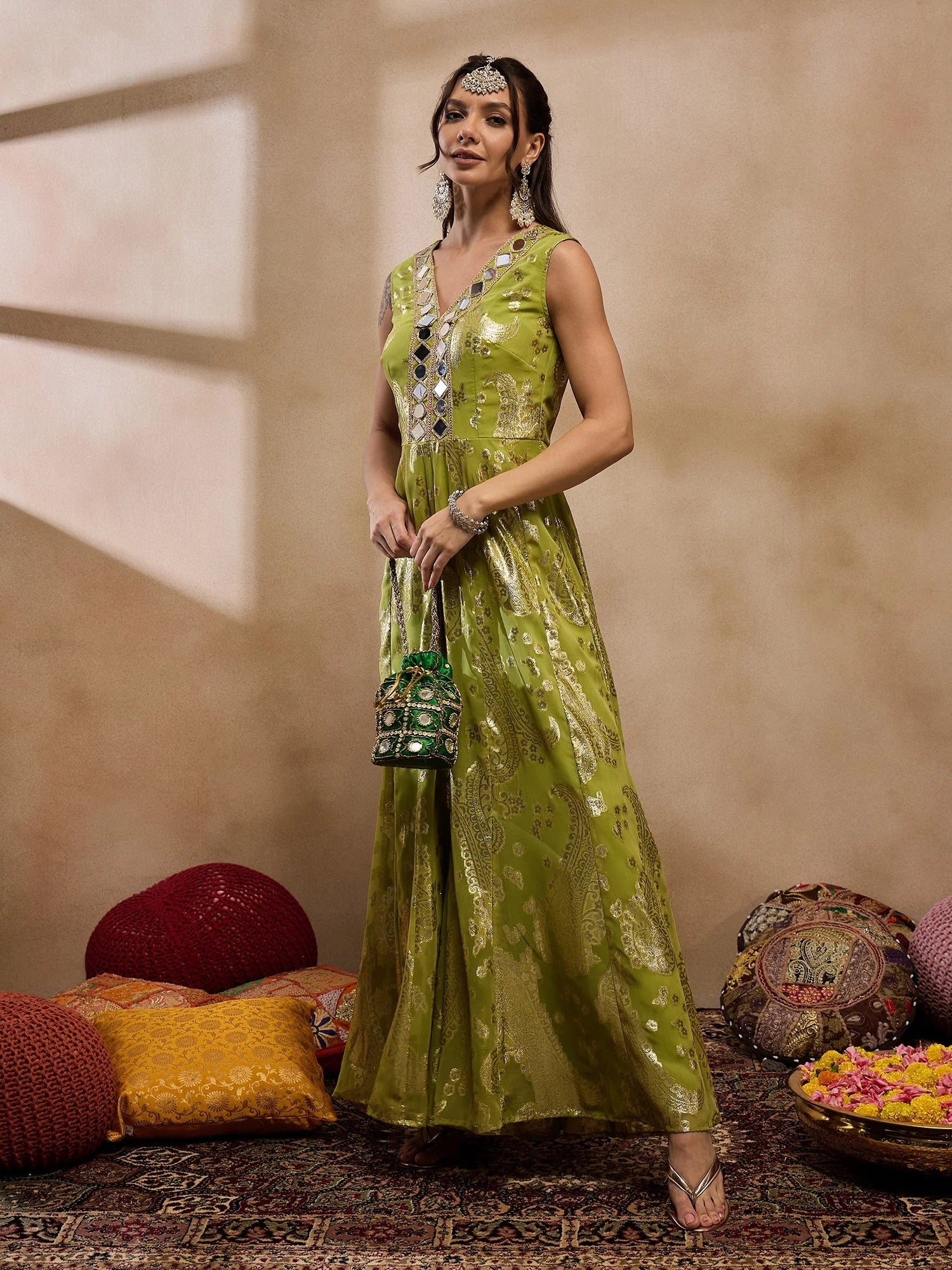 Olive Kalidar Jumpsuit: Stylish Women's Western Wear Online